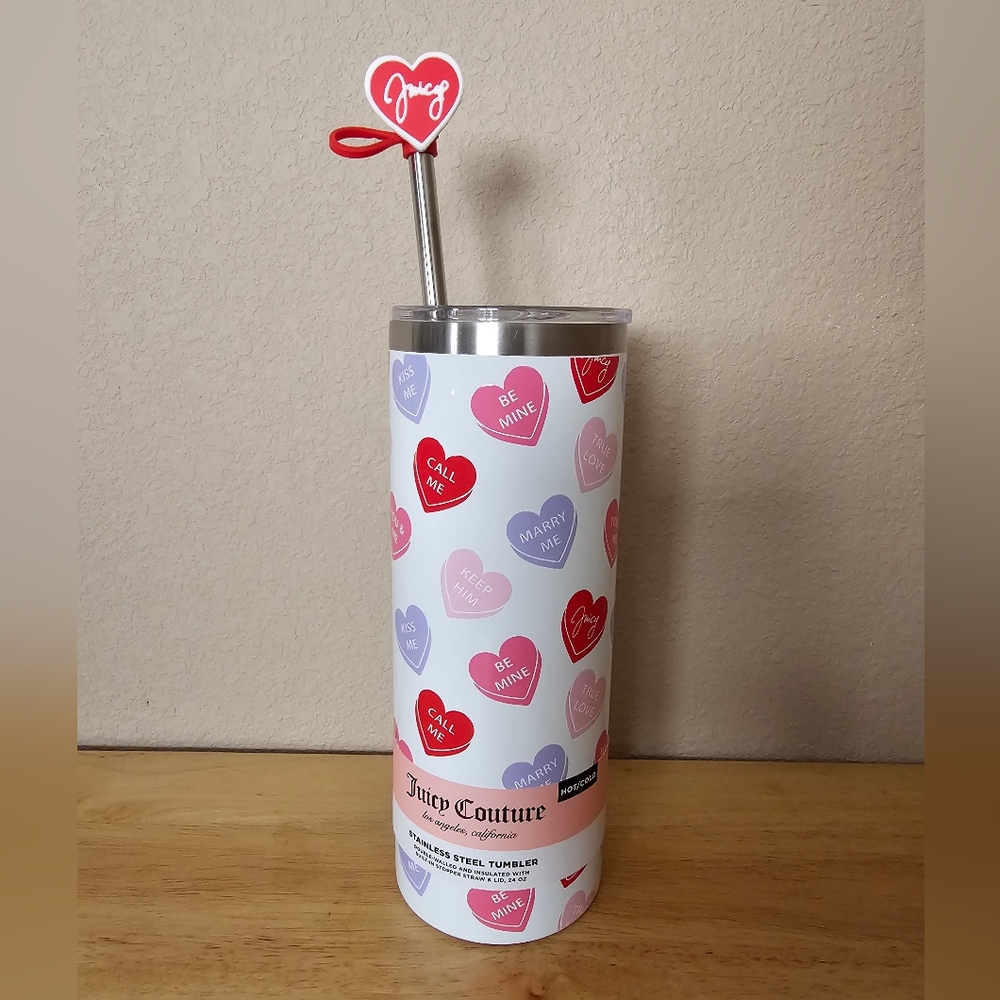 Juicy Couture Hearts Tumbler w/Straw